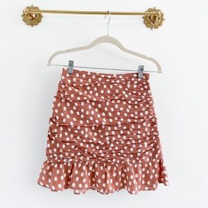 SOLD! Abercrombie Polka Dot Mauve Ruched High Waisted Mini Skirt